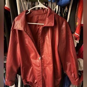 Red Faux Leather Jacket